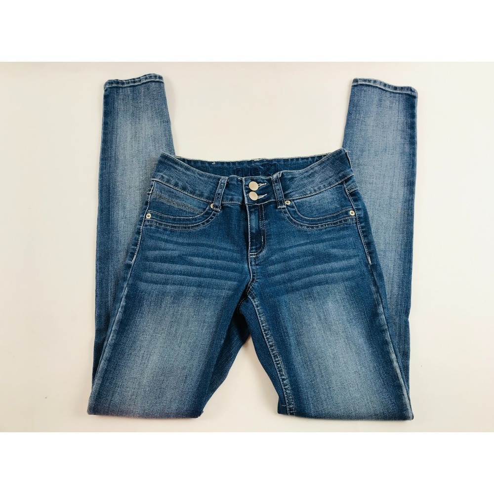 rue21 Jeans Women's Size 1/2L Blue Mid Rise Jegging Freedom Flex Double Buttoned